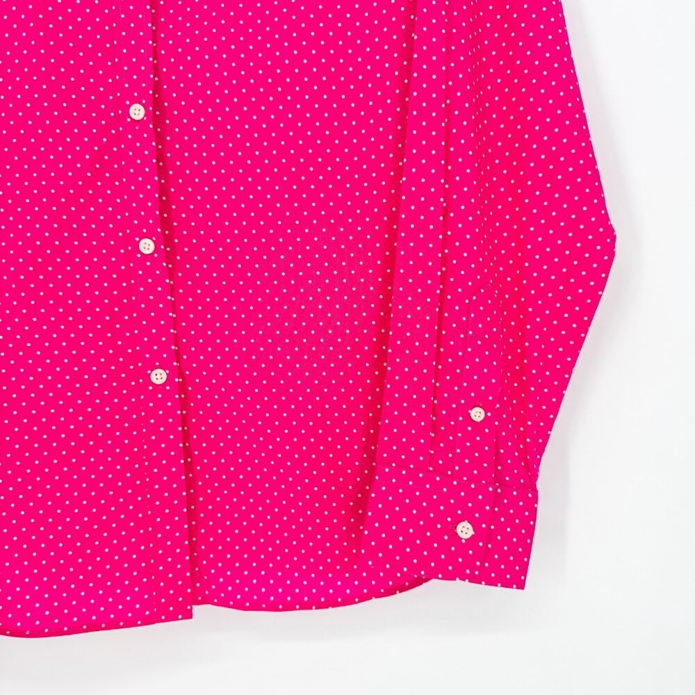 Lauren Ralph Lauren Black Label Long Sleeve Button-Up Pink w/Polka Dot Women XL - Picture 3 of 6
